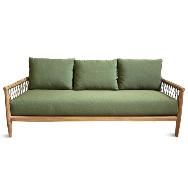 Green Outdoor Teak & Fern Green Sofa For Sale - Image 8 of 13