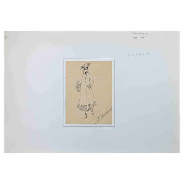 Félix Barrias, Figure of a Woman, Original Drawing, 19th-Century For Sale