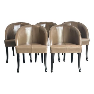 Vintage Italian Georgetti Leather Dining Chairs - Set of 5 For Sale