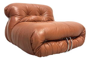 Vintage Italian Soriana Chair in Original Cognac Leather by Afra & Tobia Scarpa for Cassina, 1960s