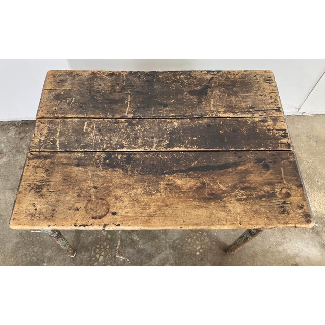 Late 19th Century Antique Blue Reclaimed Wood Side Table For Sale - Image 5 of 13