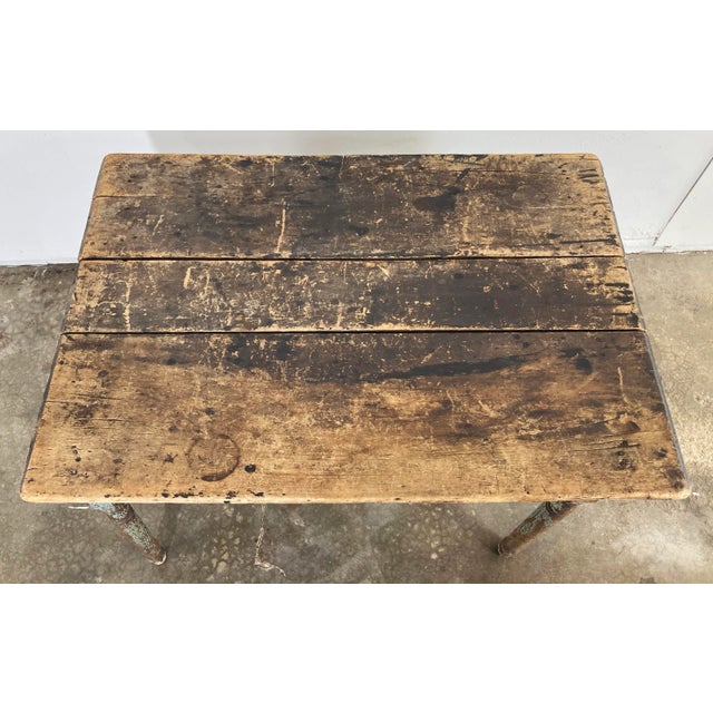 Late 19th Century Antique Reclaimed Wood Weathered Blue Painted Table For Sale - Image 5 of 13