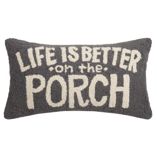 Traditional Life Is Better On The Porch Hook Pillow, 22" x 12" For Sale - Image 3 of 3