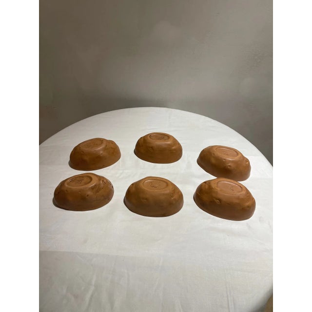 Brown Vintage Porcelain Faux Potato Bowls by Ed Langbein - Set of 6 For Sale - Image 8 of 11