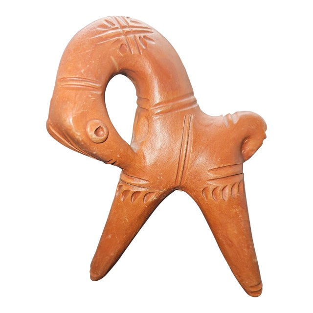 Vintage Handmade "Tepa Putul" Terracotta Horse Figurine For Sale