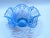 Glass 1930s Fenton Art Glass Basket Weave With Open Edge Blue Opalescent Double Crimped Bowl For Sale - Image 7 of 8