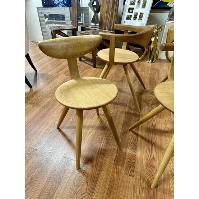 Sori Yonagi for Hida Bleached Oak Table and Chairs Reissue 2022 - Set of 5 For Sale In Palm Springs - Image 6 of 12