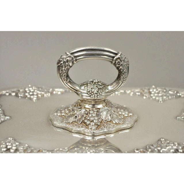 Victorian Vintage Oneida Victorian Silver Plated Grapevine Covered Vegetable Serving Dish For Sale - Image 3 of 11