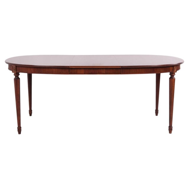 Gustavian Style Oval Mahogany Dining Table with 3 Extension Leaves, 1940s For Sale - Image 14 of 14