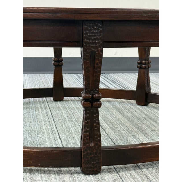 Coffee Table Viking Oak Style Carved Wood For Sale - Image 4 of 5