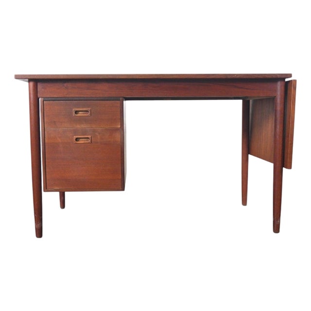 Scandinavian Modern Drop Leaf Desk With Movable Case in Teak For Sale