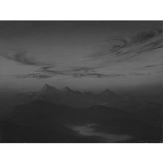 Black Cloud of Night by Todd Carpenter | Oil on Board Landscape with mountains and dark clouds For Sale