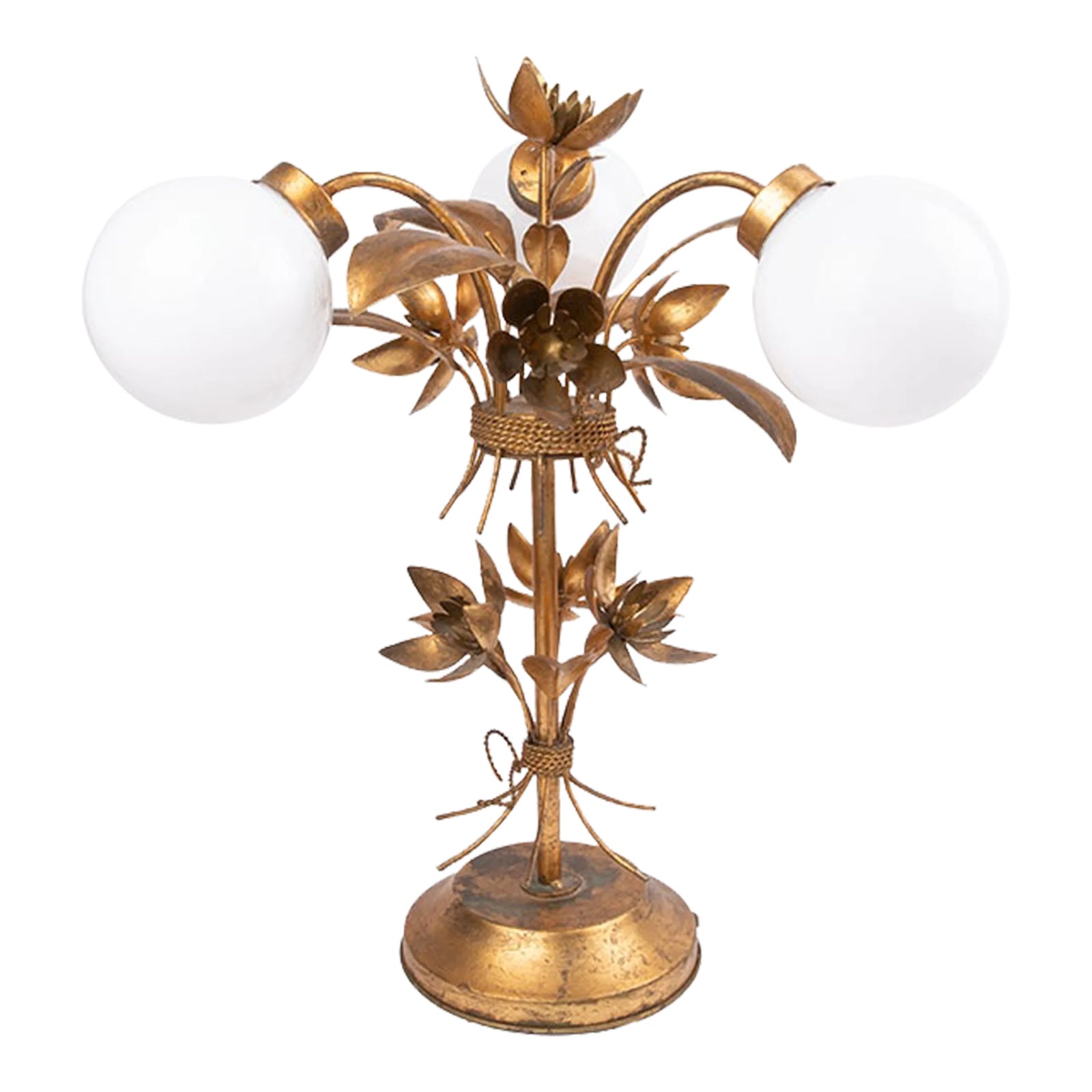 1960s Large Gilt Italian Table Lamp Designed by Hans Kögl, Unmarked