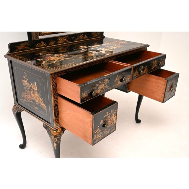 Antique Lacquered Chinoiserie Dressing Table, 1900 For Sale - Image 11 of 14