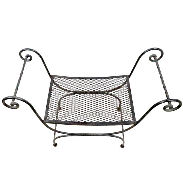 Mid 20th Century Mid 20th Century Hollywood Regency Wrought Iron Saddle Seat Bench For Sale - Image 5 of 13