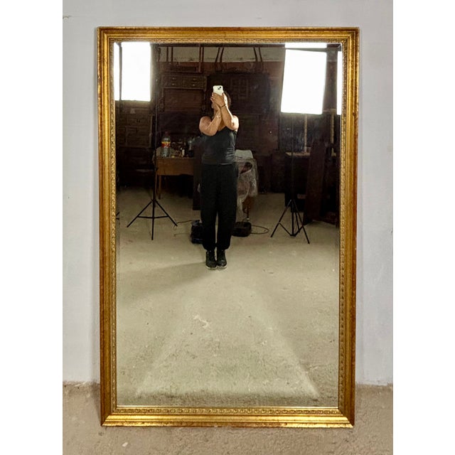 Wood Large Spanish Giltwood Wall Mirror, 1950 For Sale - Image 7 of 15