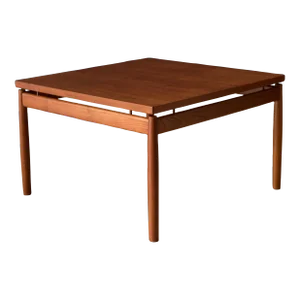 Vintage Floating Danish Teak and Brass Square Coffee Table by Grete Jalk
