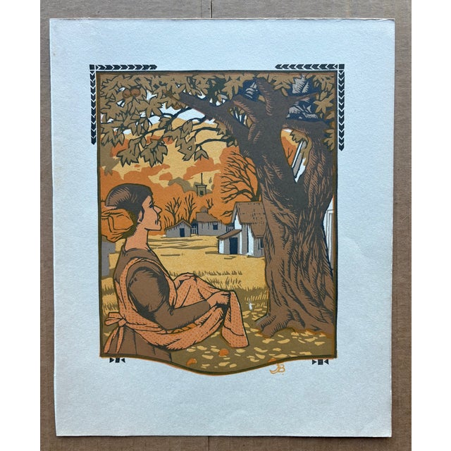 Up for sale is this original Gustave Baumann color woodcut print, a plate from James Whitcomb Riley's book of poetry, "All...