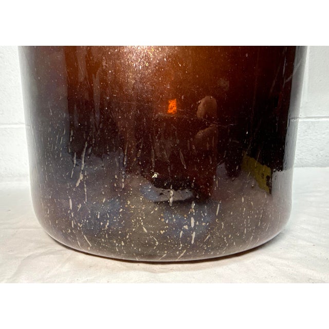 American Large Rare Antique 1800's Hand Blown Amber Glass Demijohn Carboy Wine Bottle Jar For Sale - Image 3 of 13