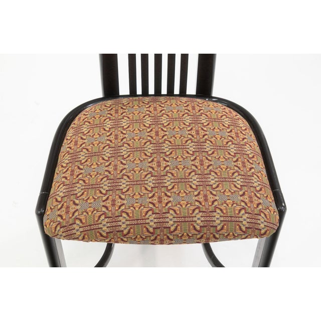 Set of 8 Liberty Postmodern Black Lacquered High Dining Chairs With Knoll Fabric For Sale - Image 9 of 10
