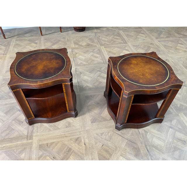 1980s Pair Weiman Leather Top Tables Chairish