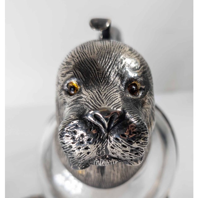 Late 19th Century 19th Century English Victorian Silverplate Walrus Seal Form Wine Decanter For Sale - Image 5 of 18