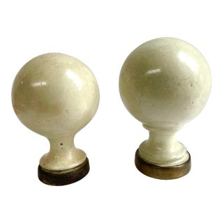 Antique French Enamel Newel Post Finials - a Pair For Sale