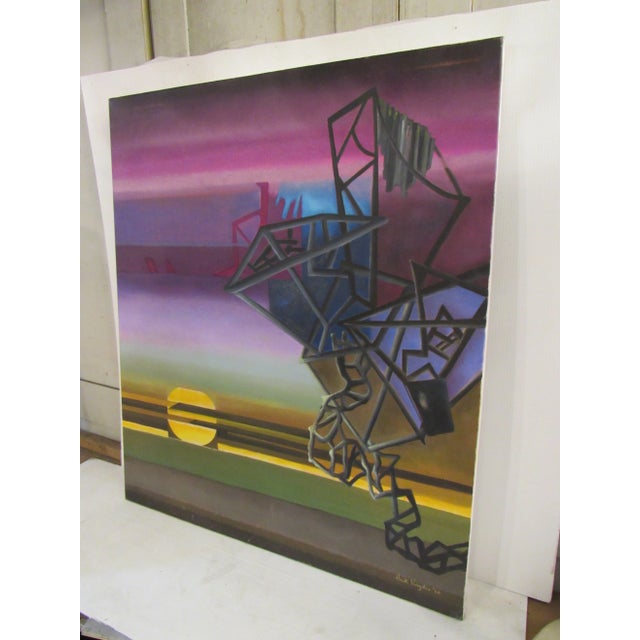 A large oil painting featuring a mesmerizing palette of oil paints on a stretched canvas panel. This work signed "Hank...