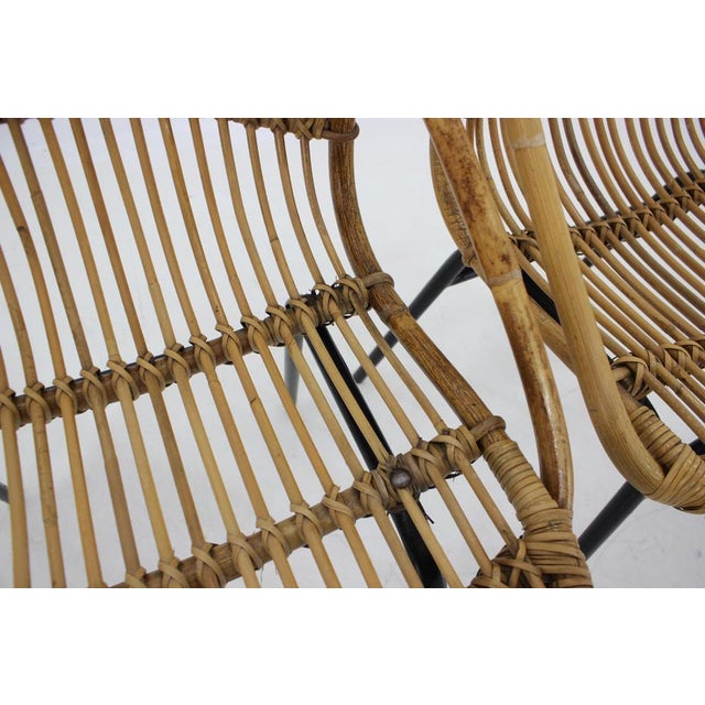 Set of Rattan and Iron Lounge Chairs by Alan Fuchs, Czechoslovakia, 1970s For Sale - Image 10 of 14