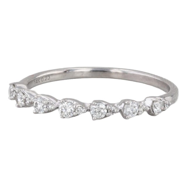 0.23ctw Diamond Wedding Band 14k White Gold Size 7.25 Stackable Anniversary Ring, Size 7.25 For Sale
