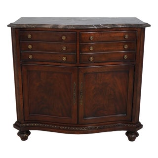 Century Marble Top Cherry Server Cabinet For Sale