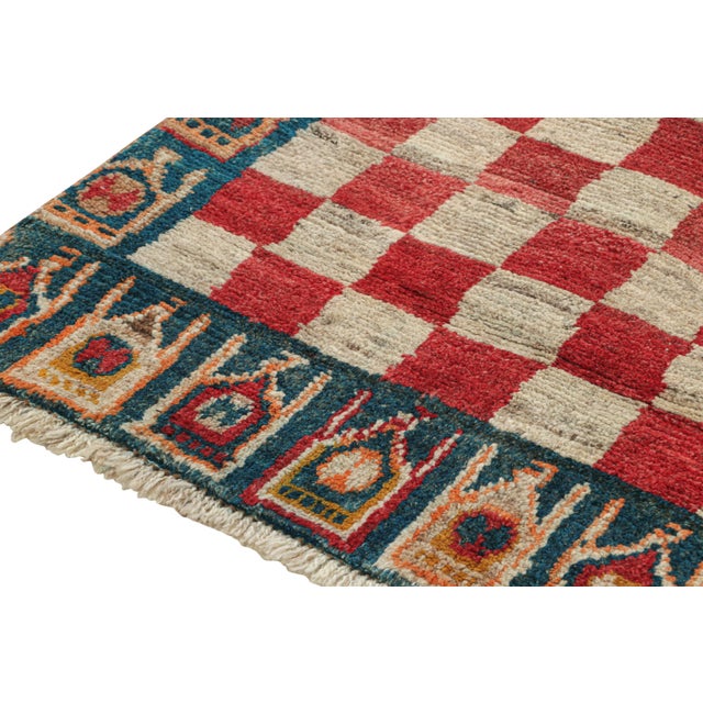 1950s Vintage Qashqai Persian Gabbeh Runner With Checkerboard Pattern by Rug & Kilim For Sale In New York - Image 6 of 7