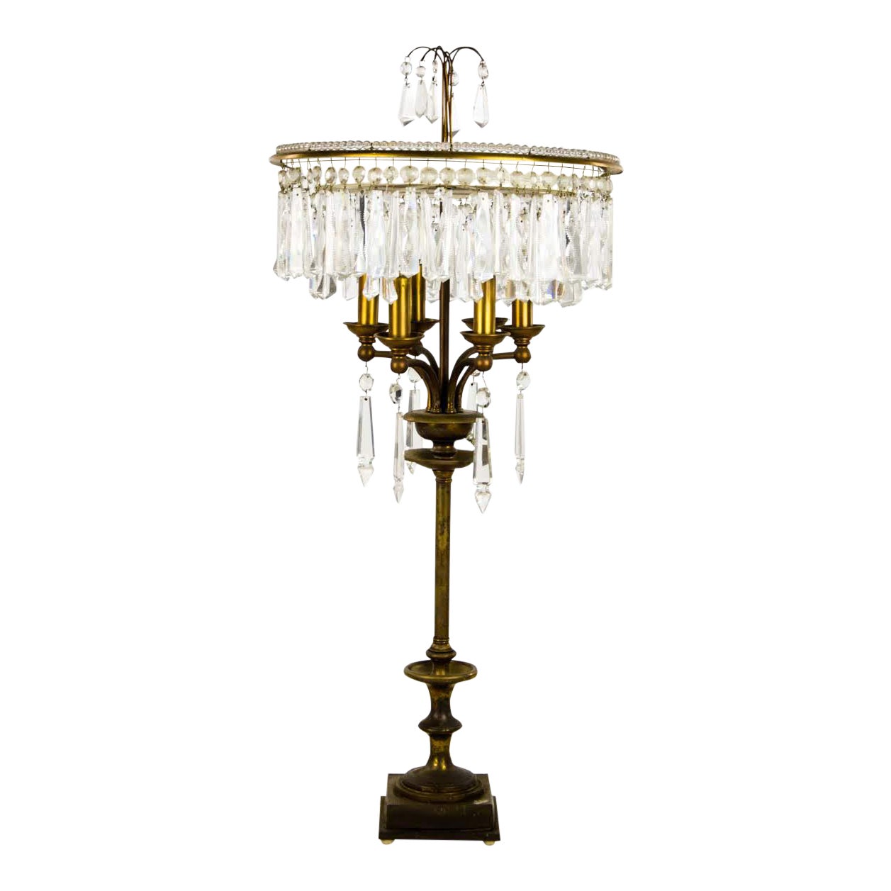 Hollywood Regency Cut Crystal 6 Light Chandelier Table Lamp Chairish