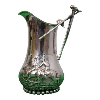 Late 19th Century Sterling Repoussé Silver 1889 Polo Trophy Pitcher With Mallet Handle For Sale
