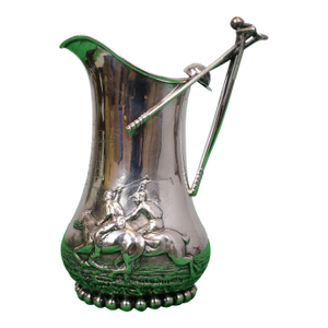Late 19th Century Sterling Repoussé Silver 1889 Polo Trophy Pitcher With Mallet Handle