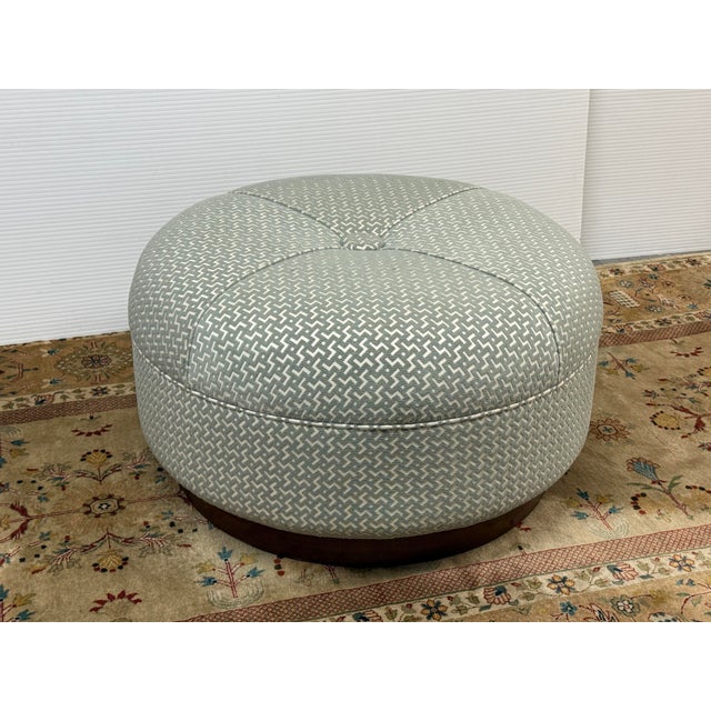 Contemporary Plinth Ottoman With Raised Geometric Chevron Pattern For Sale - Image 3 of 11