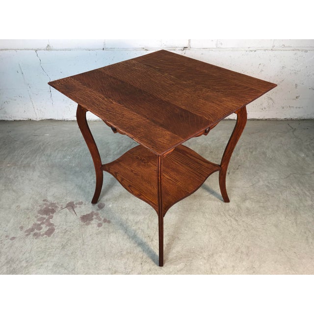 Brown Square Quarter-Sawn Oak Plant Stand For Sale - Image 8 of 11