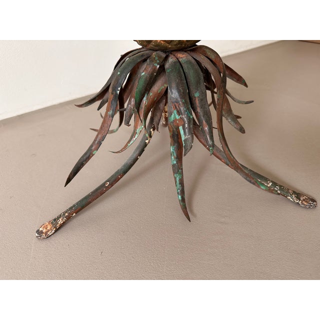 Polychrome Iron Pineapple Coffee Table with Glass Top, 1900 For Sale - Image 18 of 18