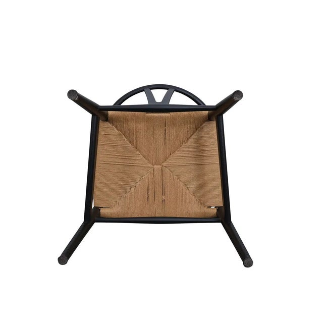 1970s 6 Carl Hansen Black "Wishbone" Chairs With Rush Seats, Design by Hans Wegner, For Sale - Image 5 of 9