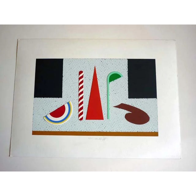 Lucio Del Pezzo, Screen Print & Collage, 1980s, in Flawless conditions. Designed 1980 to 1989 This piece has an...