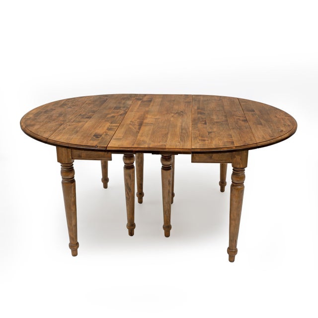 Antique Tuscan Elm Extendable Round Dining Table with Five Leaves, 1900 For Sale - Image 6 of 15