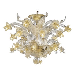 Venetian Floreal Gold Muarno Glass Chandelier by Simoeng For Sale