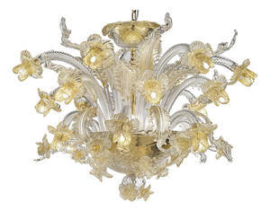 Venetian Floreal Gold Muarno Glass Chandelier by Simoeng