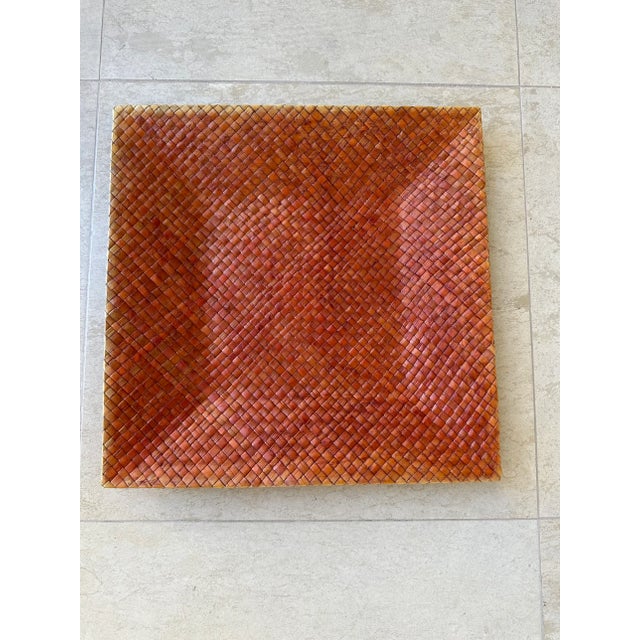 Terrific Vintage Woven Leather Tray. Rich woven leather on all sides, in the manner of Edelman and Bottega Veneta. Brown...