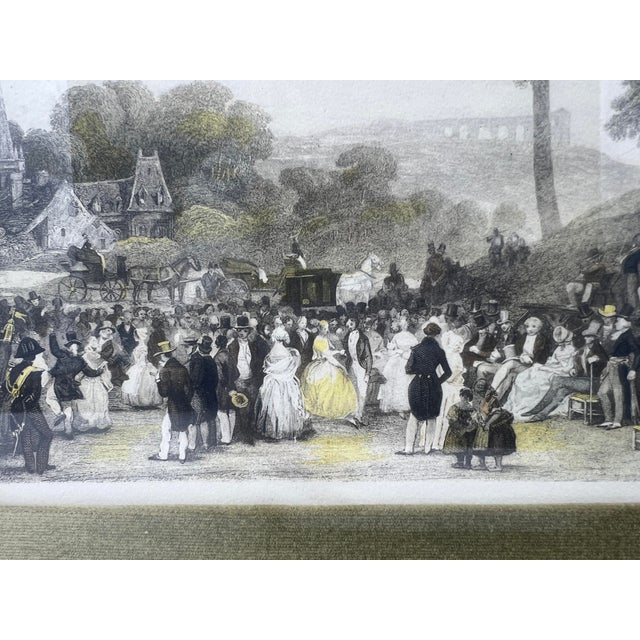 English Pair of 19th Century Hand-Tinted European Lithographs in Gilt Frames For Sale - Image 3 of 9
