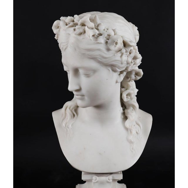 Eugene-Antoine Aizelin, Antique Bust of a Grecian Lady, 19th Century, Carrara Marble For Sale - Image 12 of 18