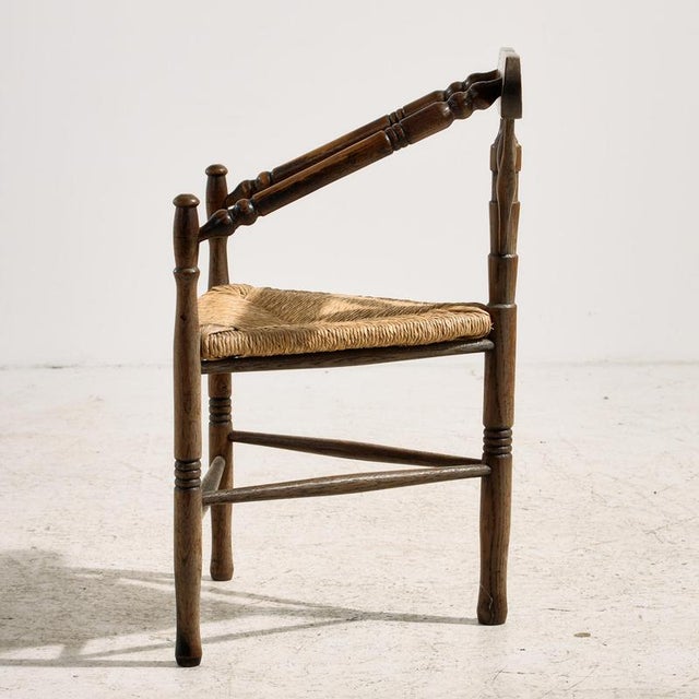 Rustic Oak 3-Legged Armchair, 1930s For Sale - Image 3 of 17