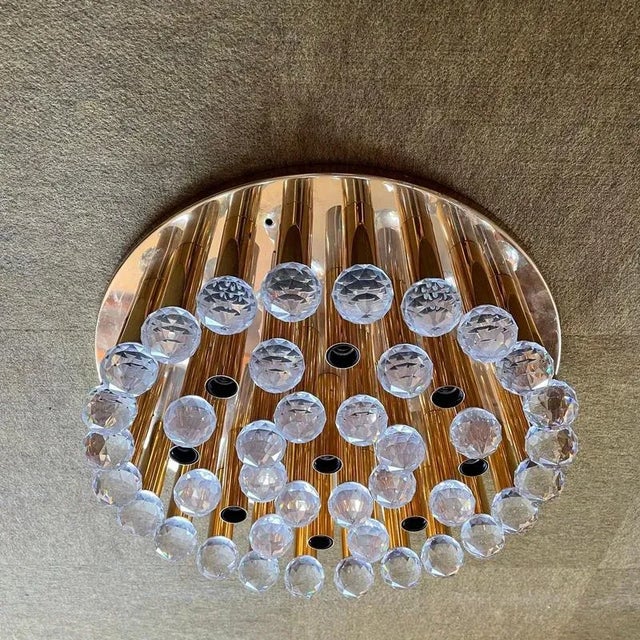 Hollywood Regency Glass and Brass Ceiling Light from Ernst Palme Palwa, Germany, 1970s For Sale - Image 5 of 18