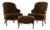 Late 20th Century Near Pair of Louis XV Style Carved Bergeres and Ottoman For Sale