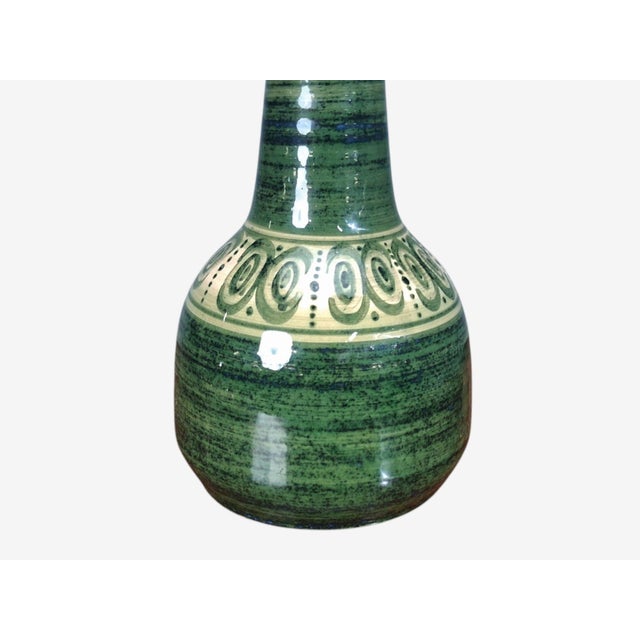 1976 Swedish Modern, Table Lamp, Green Glazed Stoneware, Crochet Shade For Sale - Image 10 of 12